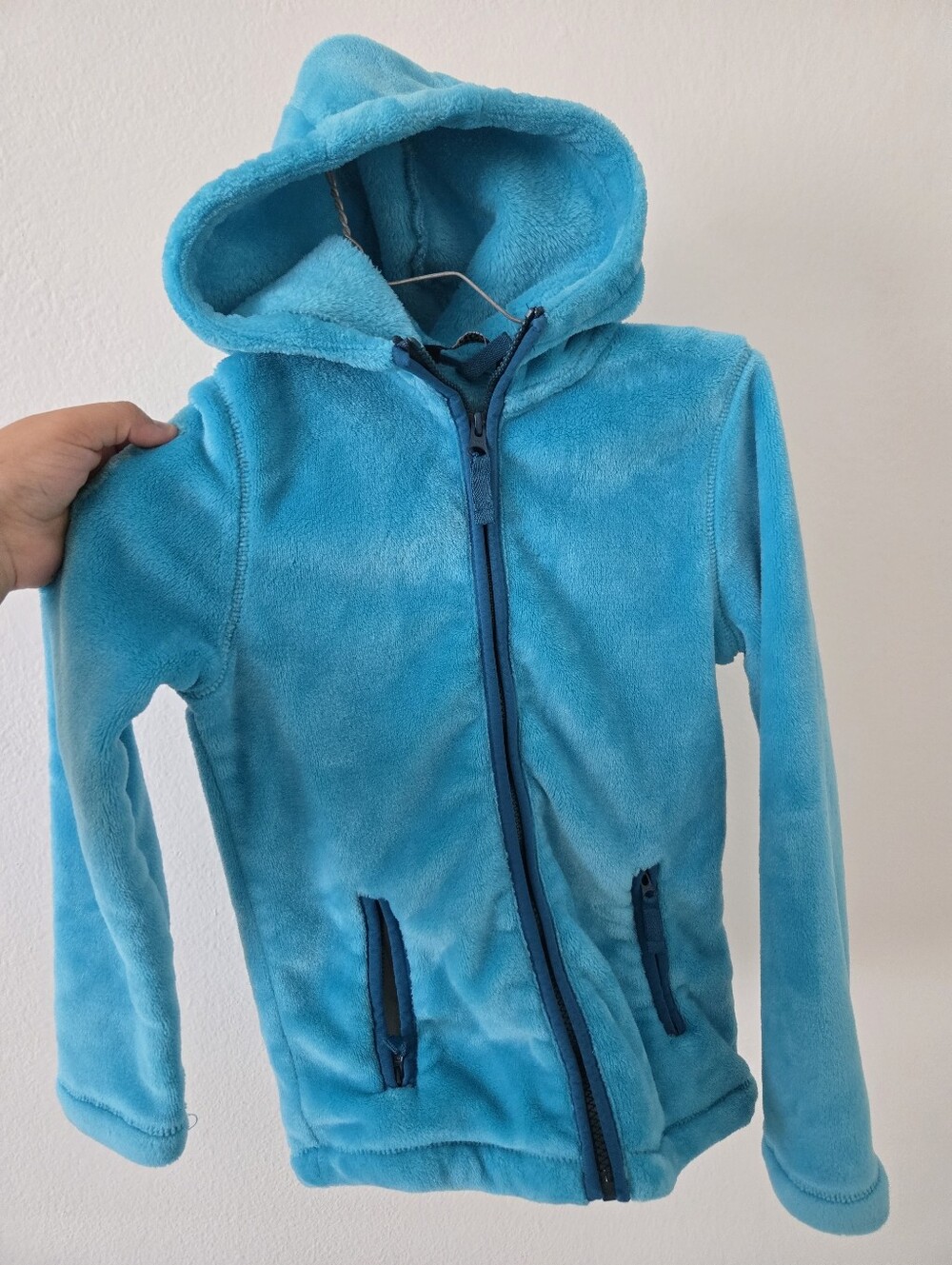 Lands' End Kids Hooded Fleece Jacket - Turquoise Blue Girl Size M(8)